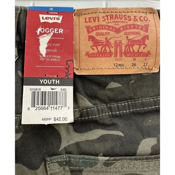 Levi Strauss & Co Youth Camo Jogger Jeans Size 12 Reg Brand NEW with Tags - Picture 6 of 11